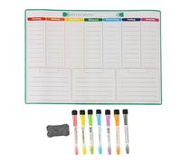 Relaxdays Planificador semanal para frigorífico, borrable, tamaño A3, rotulador y Esponja magnética, Color Blanco y Multicolor