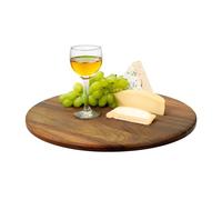 Relaxdays Plato Giratorio de Acacia, 360° rotativo, Ø 40 cm, para Servir Aperitivos, Bandeja Redonda, Color Natural