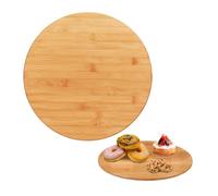 Relaxdays Plato giratorio de madera de bambú marrón claro