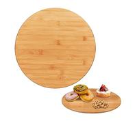 Relaxdays Plato Giratorio Redondo de Madera, Tartas, Bandeja Aperitivos, Soporte Especias, Bambú, Ø 40cm, Marrón, 3,5 x 40 x 40 cm