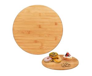 Relaxdays Plato Giratorio Redondo de Madera, Soporte Tartas, Bandeja Aperitivos, Soporte Especias, Bambú, Ø 40cm, Marrón