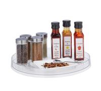 Relaxdays Durchsichtiger Drehteller für Die Küche Bandeja Giratoria Frigorífico, Ø 30 cm, Cocina y Baño, con Borde, Organizador Nevera, Transparente