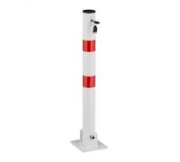Relaxdays Plegable Pivote Aparcamiento Acero, Bloqueo Plaza, Cepo Parking Suelo 65 cm, con Cerradura, Blanco y Rojo