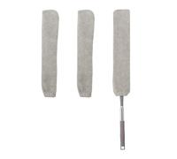 Relaxdays Plumero Telescópico Plano L con 3 Fundas Microfibra Lavables, Limpiapolvo Electrostático, 63-115 cm, Gris