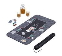 Relaxdays Alfombrilla Tapete de Póker 120x60cm, Texas Holdem, Casino, Mantel Mesa Póquer Grande, Antideslizante, Poliéster, Negro, Caucho, 120 x 60 cm