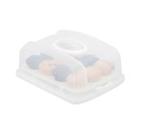 relaxdays Porta Tartas Rectangular, Soporte Pasteles y Muffins, Tapa con Asa, PP, 15,5 x 37,5 x 27,5 cm, Blanco, Plástico