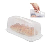 Relaxdays Porta Tartas Rectangular, Recipiente para Pasteles con Tapa, Cake Box, PP, 15 x 37 x 16 cm, Blanco