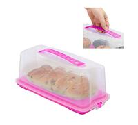 Relaxdays Porta Tartas Rectangular, Recipiente para Pasteles con Tapa, Cake Box, PP, 15 x 37 x 16 cm, Rosa