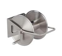 Relaxdays Portamangueras Acero Inoxidable, Enrolla Mangueras Vacío, Suelo y Pared, para Mangas de Jardín 40 m, Plateado