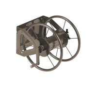 Relaxdays Portamangueras, Acero, Mangueras 60 m, 2 Acoplamientos de Clic, Montaje Pared y Suelo, 42 x 53 x 46 cm, Marrón