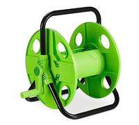 Relaxdays Portamangueras, para Mangueras de 30 m 1/2", Acero, Plástico, Enrollamangueras, 38 x 42 x 31 cm, Negro/Verde