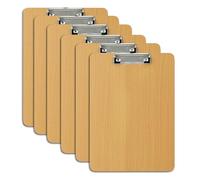 Relaxdays Portapapeles de madera, set de 6 unidades, pinza metálica con goma, HBT: 31,5 x 22,5 x 0,5 cm, DIN A4, natural