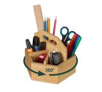 Relaxdays Portaplumas rotatorio de bambú marrón claro