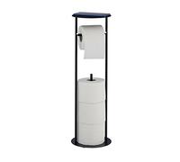 Relaxdays Portarrollos con Balda, Almacena hasta 3 Rollos Recambio, Soporte Rollos Papel Higiénico, 59,5x17,5 cm, Negro