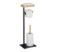 Relaxdays Portarrollos de baño con balda marrón claro,negro