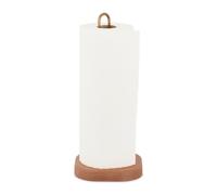 Relaxdays Portarrollos de cocina de madera y latón oro,marrón claro