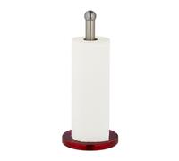 Relaxdays Portarrollos Cocina Vertical, Acero Inoxidable, Soporte Rollos Encimera, Sujetarrollos, 35 x 15 cm, Plata/Rojo