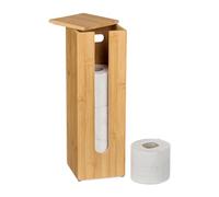 Relaxdays Portarrollos de Papel Higiénico Repuesto, Soporte Bambú con Tapa, para 4 Rollos, 42x13,5x13,5 cm, Natural