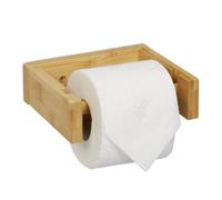 Relaxdays Toilettenpapierhalter Bambus Portarrollos Baño Bambú Pared, Soporte Papel Higiénico, Mural, Adhesivo, Dispensador Rollo, 5x16x13cm, Natural, 5 x 16 x 13 cm Aprox