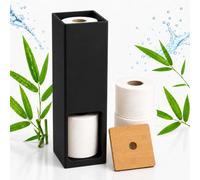 Relaxdays portarrollos para Papel higiénico, 4 Rollos, Negro/Natural | 46,4 x 14 x 14 cm, de pie