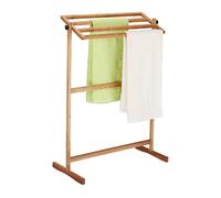 Relaxdays Handtuchhalter stehend Walnuss Portatoallas de Pie Madera de Nogal, Toallero con 4 Barras, 98 x 66 x 31 cm, Colgador Toallas, Color Natural, 89 x 66 x 31 cm Aprox