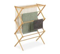 Relaxdays Portatoallas Plegable con 11 Barras, Bambú, Tendedero de Pie para Ropa, 6 Niveles, 106 x 74 x 36 cm, Natural