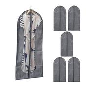 Relaxdays Portatrajes de 135 x 60 cm en set de 6 transparente,gris