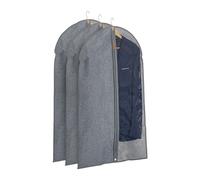 Relaxdays Portatrajes en Set de 3, con Cremallera, 99 x 58 cm, Funda Protectora Traje, Vestido, Gris y Transparente