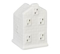 Relaxdays Portavelas de cerámica forma de casa blanco