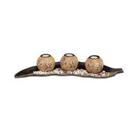 Relaxdays Portavelas con Cuenco Decorativo en Forma de Hoja y Velas Pequeñas, DM-Arena, Marrón, 8,5 x 50,5 x 16,5 cm