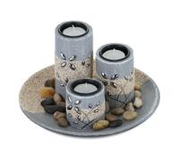 Relaxdays Portavelas set con bandeja decorativa beige,negro,gris