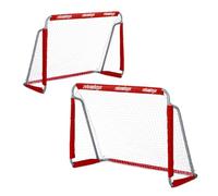 Relaxdays Portería Jardín, Set de 2, Niños y Adultos, 110 x 150 x 75 cm, Metal, Miniportería Fútbol Resistente, Rojo, Poliéster