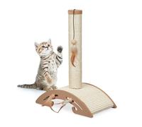 Relaxdays Poste Rascador para Gatos con Base Arco Sisal, 52 x 42 x 22 cm, Árbol Mininos con Juguetes, Hogar, Marrón