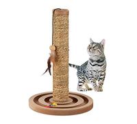 Relaxdays Columna Poste Rascador Gatos 45 x 30 cm Aprox, Tronco Arañar con Juguetes, Cuerda Zostera, Árbol Interactivo, Marrón, Fibra Vegetal