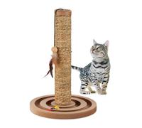 Relaxdays Columna Poste Rascador Gatos 45 x 30 cm Aprox, Tronco Arañar con Juguetes, Cuerda Zostera, Árbol Interactivo, Marrón, Fibra Vegetal