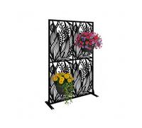 Relaxdays Protección Visual, Hojas y Hierbas, jardín, balcón y terraza, biombo Exterior, 183 x 115 cm, Metal, Color Negro