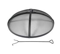 Relaxdays Protector Anti-chispas para brasero, Ø 70 cm, In tizador, con asa, Rejilla Redonda, Acero, Negro