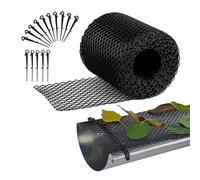 Relaxdays Protector de canalones de plástico, 6 m, 15 cm de Ancho, 15 Clips, Negro