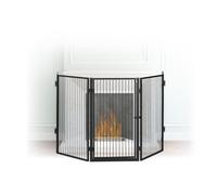 Relaxdays Protector de Chimenea con Puerta, Acero, Negro, 76 x 1.30 x 220 cm