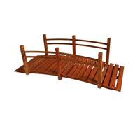 Relaxdays Puente de jardín con barandilla, Madera de Abeto, Naranja
