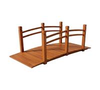 Relaxdays Puente de jardín con barandilla, Madera de Abeto, para Estanque de jardín, 55 x 150 x 67 cm, 150 kg, Puente de Madera, Color Naranja