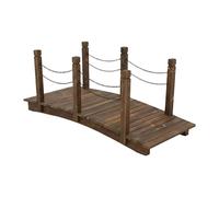 Relaxdays Puente de jardín, Postes con Cadenas, Madera de Abeto, para Estanque, 55 x 150 x 67 cm, Colores