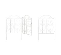 Relaxdays Puerta de Jardín, 3 Piezas, Acero, Adornos de Arabescos, 2 Paneles Laterales de Valla, 98,5 x 185 cm, Blanco