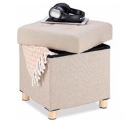 Relaxdays Puf Cuadrado con almacenaje, Acolchado, 40 x 38 x 38 cm