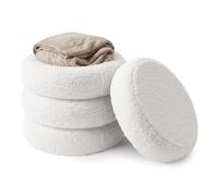 Relaxdays Puf de peluche blanco