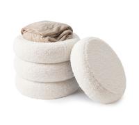 Relaxdays Puf de peluche crema