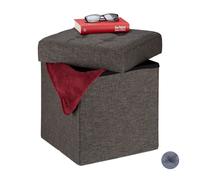 Relaxdays Puff almacenaje acolchado marrón