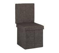 Relaxdays Puff Almacenaje con Respaldo, Taburete Plegable, Asiento, Baúl, Caja, Lino, 1 Ud, 73 x 38 x 38 cm, Marrón, Gomaespuma