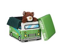 Relaxdays Puff almacenaje de juguetes blanco,azul,verde