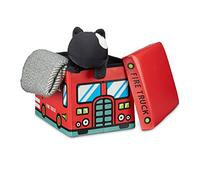 Relaxdays Caja Plegable Puff Almacenaje de Juguetes Camión de Bomberos, Piel Sintética, Rojo, 32 x 48 x 32 cm, 32x48x32 cm